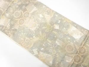 アンティーク　花瓶に花模様織り出し袋帯（材料）